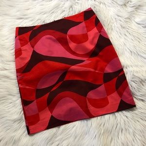 Ann Taylor Red Graphic Print Skirt Sz 4